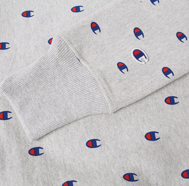 Champion Reverse Weave All Over Embroidered Crew Sweat Grey – Image 3