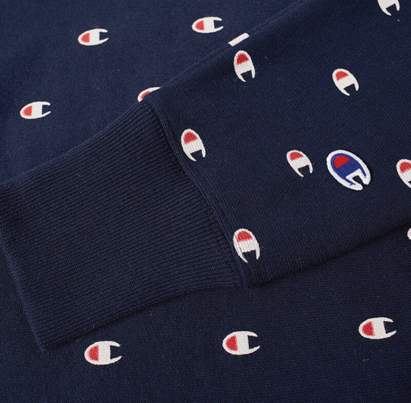 Champion Reverse Weave All Over Embroidered Crew Sweat Navy – Image 3
