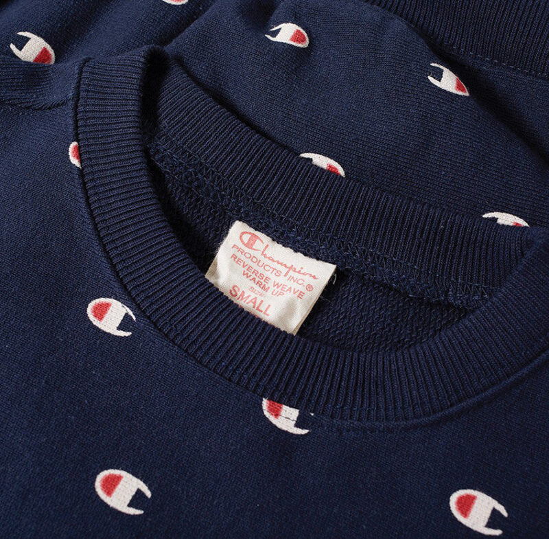 Champion Reverse Weave All Over Embroidered Crew Sweat Navy – Image 2