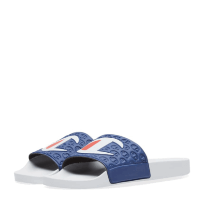 Champion Logo Slide White Navy