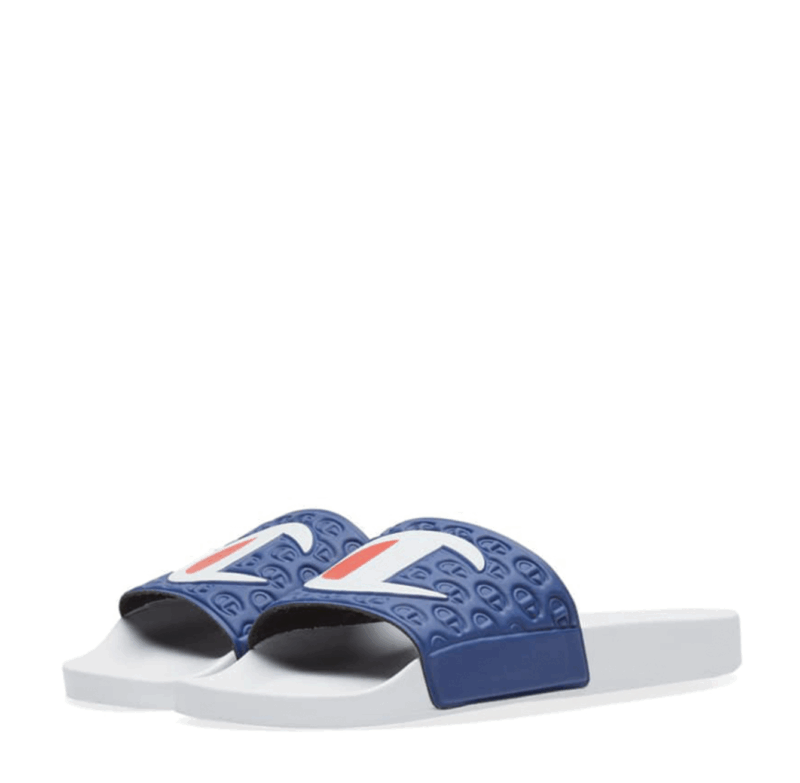 Champion Logo Slide White Navy